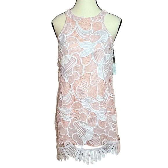 Revolve Lovers + Friends NWT Caspian Lace Dress Size S Cream Pink Racerback - Picture 1 of 9